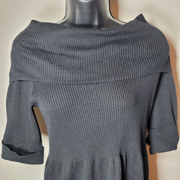 Kasper Off Shoulder Black Angora Cotton Blend Luxurious Mini Dress sz L - Picture 2 of 11